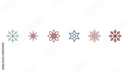 Winter snowflake icons with a delicate feminine aesthetic for seasonal design elements