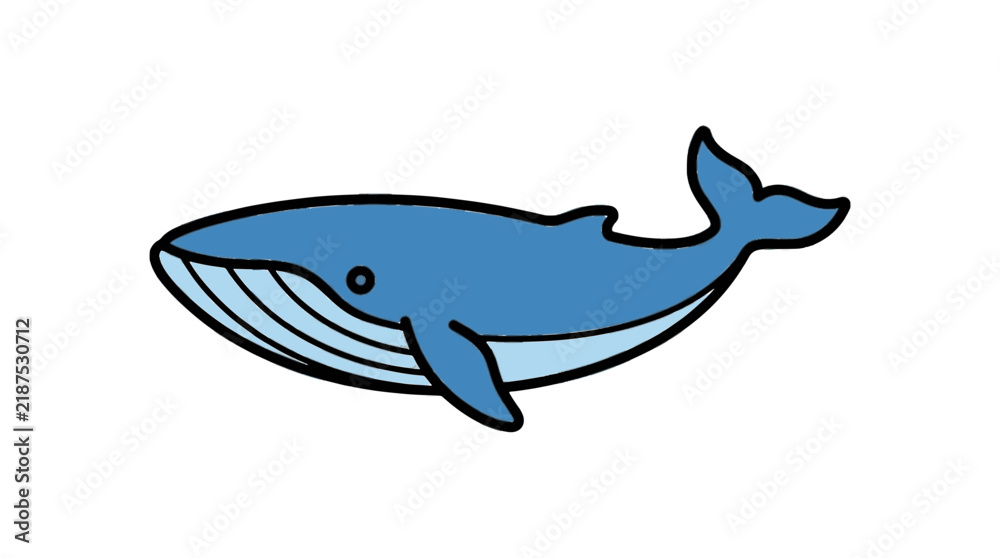 Obraz premium Blue whale flat vector icon