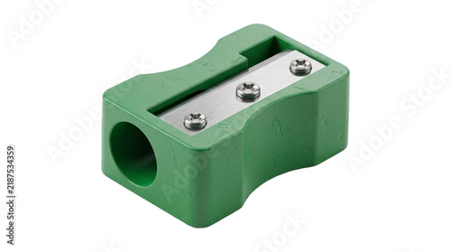 Fotografía Green plastic manual pencil sharpener with dual steel blades for office stationery and school supply
