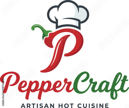 Pepper craft artisan hot cuisine logo vector illustration