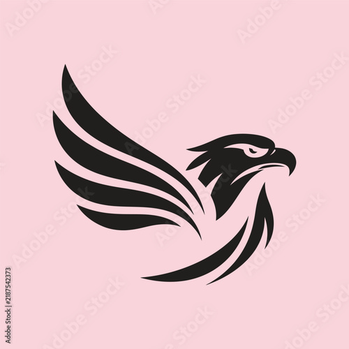 Aggressive eagle bird vector logo design on pink