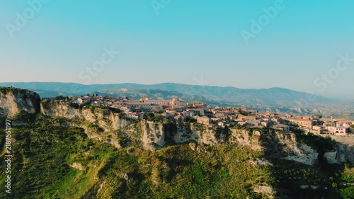 The medieval village of Gerace in Calabria, southern Italy, aerial view