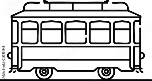 Side View of a Vintage Tram