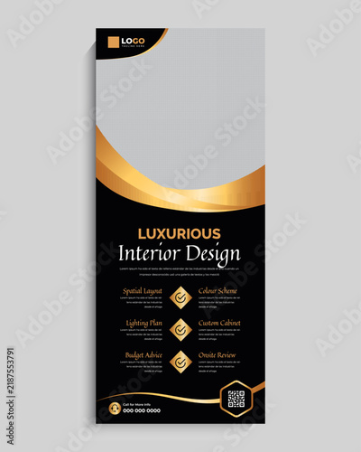 Luxurious Interior Design Roll Up Banner Standee Template Design