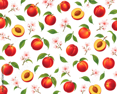 Nectarine Illustration Pattern