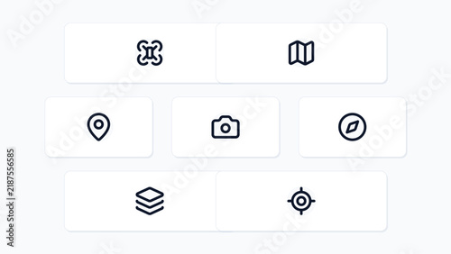 Drone Mapping GIS Aerial Survey Cartography Topography 7 Vector Icon Set Isolated Background