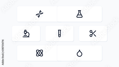 Synthetic Biology Gene Editing CRISPR Laboratory Tech 7 Vector Icon Set Isolated Background