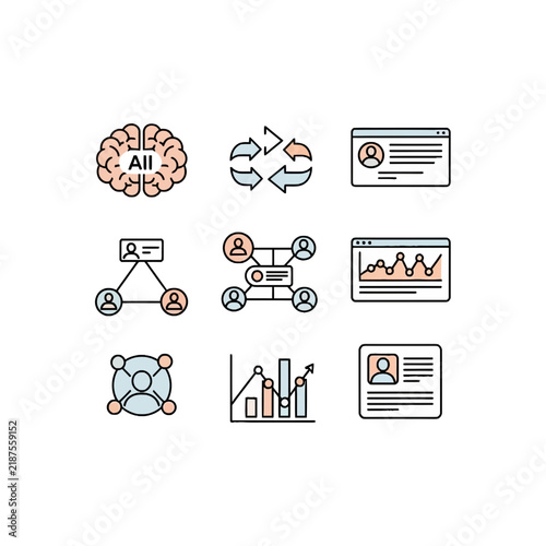 Set of Business Intelligence and Data Analytics Icons