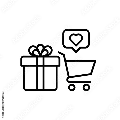 Shopping Gift Box Cart Icon Vector Illustration Line Style