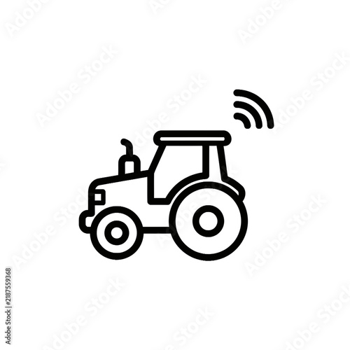Smart Farming Tractor Icon with Wireless Connectivity