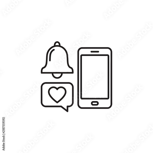 Smartphone with Notification Bell and Heart Message Icon