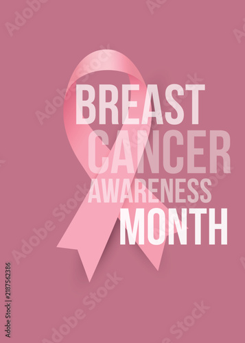 Breast Cancer Awareness Month Pink Ribbon Typography Design