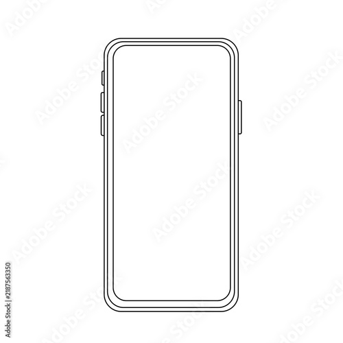 Smartphone Outline Line Icon Vector Illustration for Mobile Device Screen Wireframe Mockup