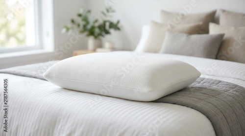 Memory foam orthopedic pillow for comfort, resting on soft viscose bedding