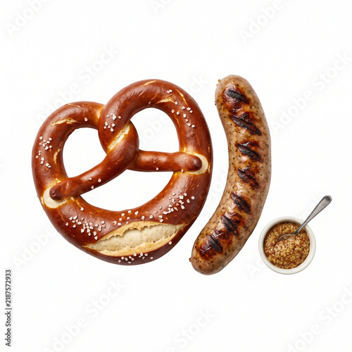 Obraz na płótnie pretzel sausage and sauce