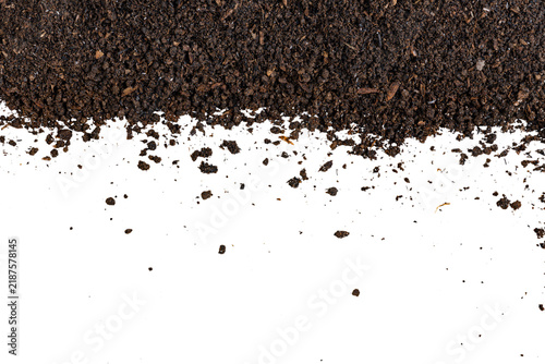 Canvastavla Fertile dark brown organic soil top border frame scattered texture isolated on t