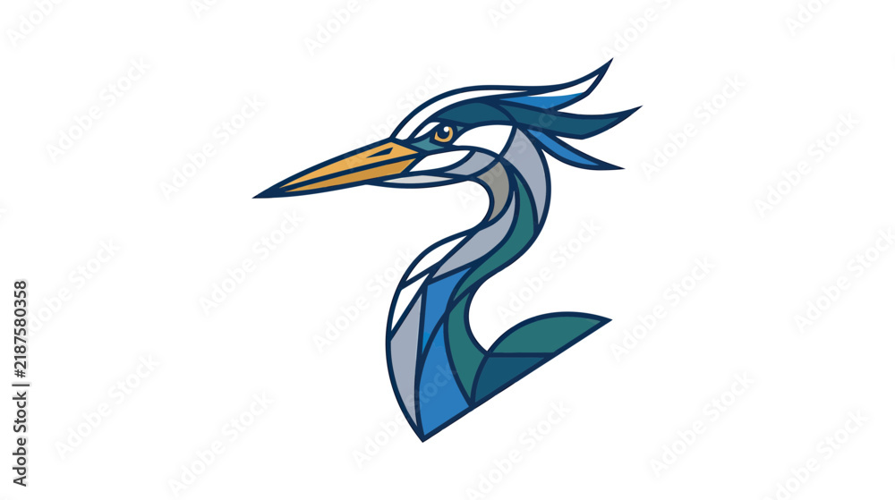 Obraz premium Geometric Heron Bird Logo Design