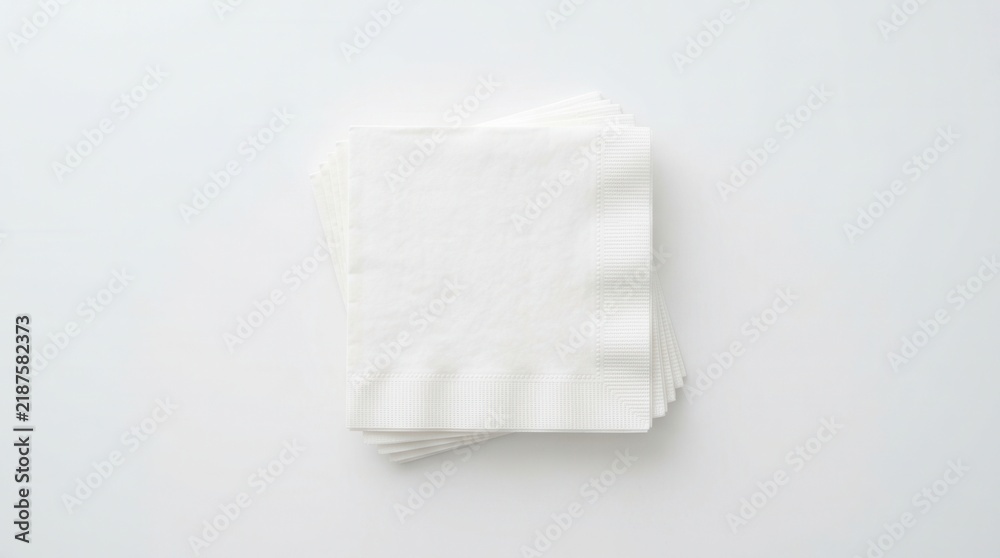 Fototapeta premium White surface with flat laid white paper napkins intended as a blank template for branding or graphic design