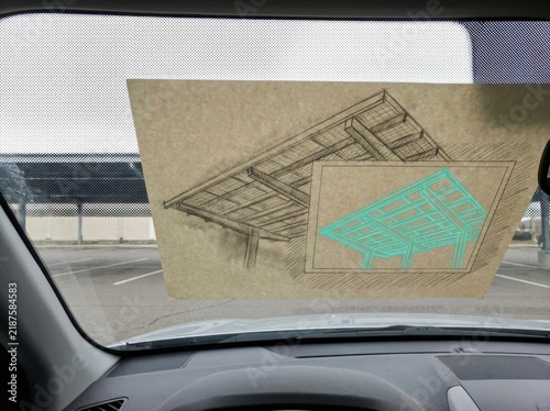 Carport Sketch for a Parking Shelter Concept on Windshield