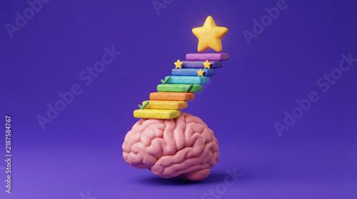 Creative brain with colorful firework spark explosion on top