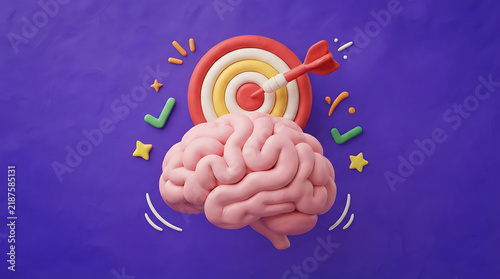 Colorful brain illustration with neurons and glowing particles in vibrant background