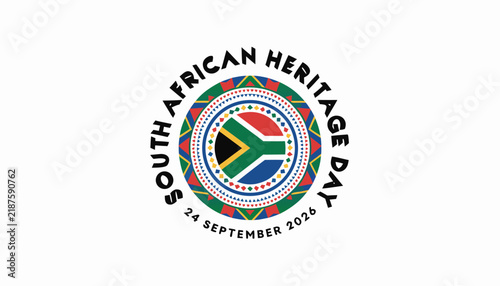 Konstfotografi South African heritage day emblem featuring vibrant patterns and national flag