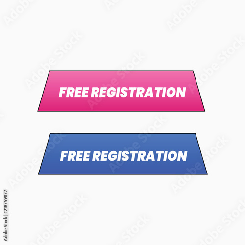  Pink and Blue Trapezoid Free Registration Web Button Set Vector