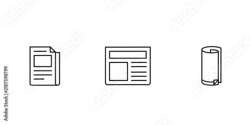Set of three black outline icons representing different paper document styles