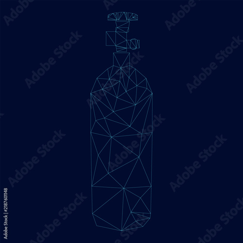 Canvastavla Propane gas cylinde low poly triangulation triangulated polygonal electric cyan