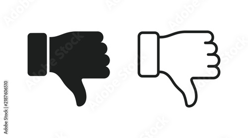 Thumbs down hand icon solid and outline styles on a white background