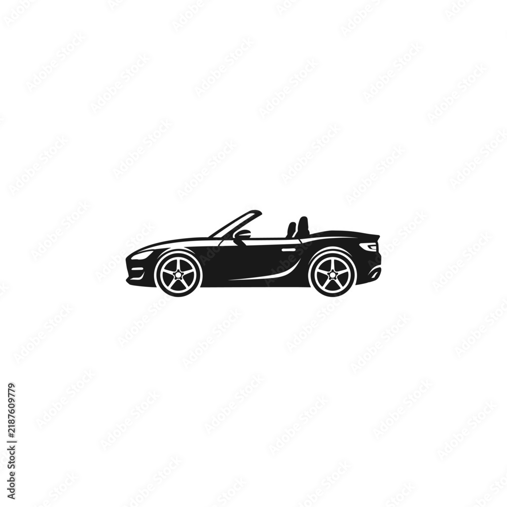 Obraz premium Luxury Convertible Sports Car Side View icon flat vector design