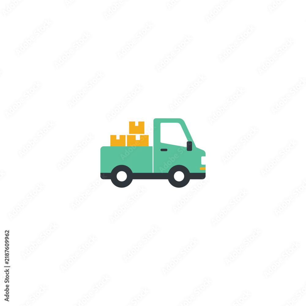 Fototapeta premium Pickup truck icon flat vector design