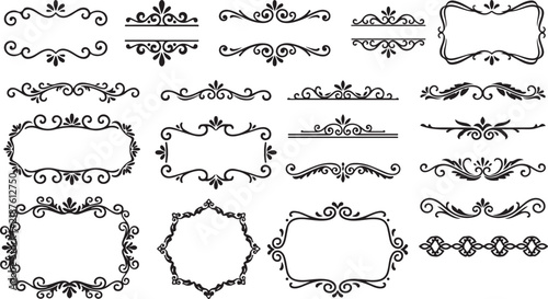 A collection of elegant vintage dividers with ornate flourishes, ideal for invitations, certificates, wedding design, or luxury branding. Decorative vector