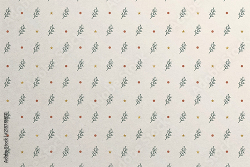 Seamless wallpaper pattern with delicate hand-drawn botanical floral and dot motifs