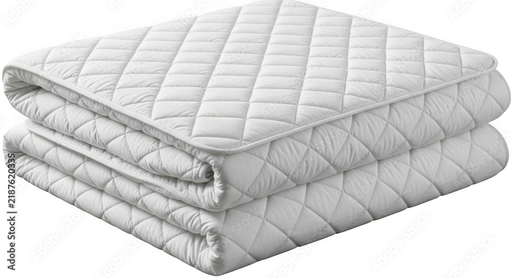 Obraz premium Folded white quilted fabric pad isolated on transparent background