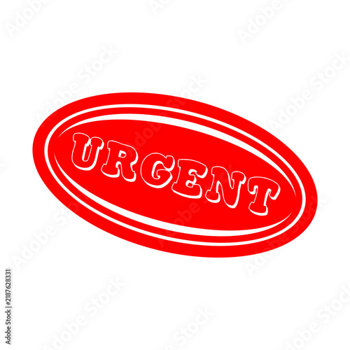 Bright red urgent rubber stamp seal icon with bold text for important business documents and notifications