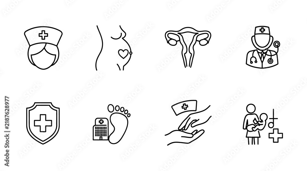 Fototapeta premium Medical icons set line style illustrations on a white background