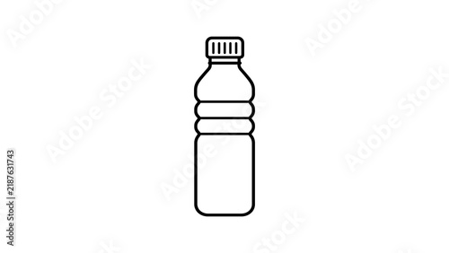 Plastic water bottle black line icon representing healthy hydration use.