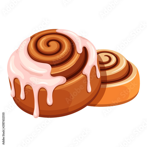 Fresh Baked Sweet Cinnamon Rolls Covered With Thick Sugary Cream Glaze Topping Ready For Serving As A Delicious Dessert Treat For Breakfast Or Coffee Break Time Snack For Satisfied Hungry