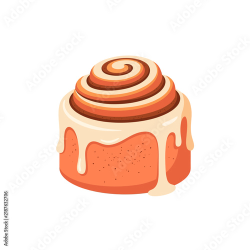 Fresh Baked Sweet Cinnamon Roll Covered With Thick Creamy Glaze Is A Delicious Pastry Treat To Enjoy With Morning Coffee For Breakfast Or Dessert Because Everyone Loves Warm Baked Doughy Sugary