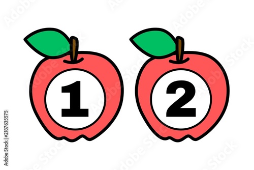 Numbered Apple Counting Cards 1–2