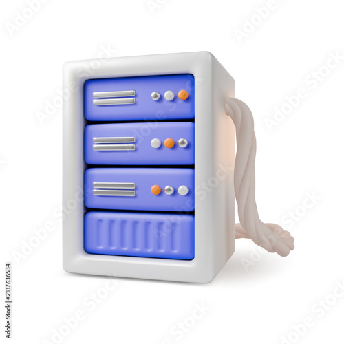 3d Colorful AI Server Artificial Intelligence Concept Cartoon Design Style Isolated on a White Background. Vector illustration