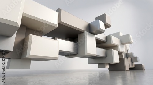 A visually striking architectural rendering showcasing a modern abstract and minimalist building design
