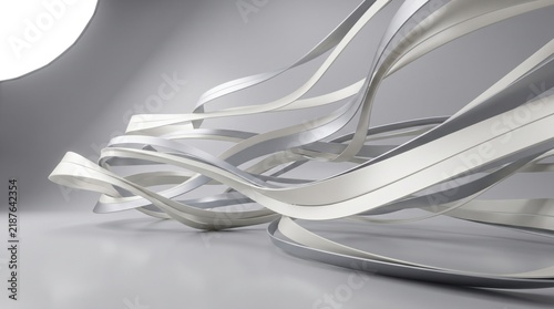 Dynamic grayscale abstract forms create a captivating and intriguing visual experience emphasizing fluidity