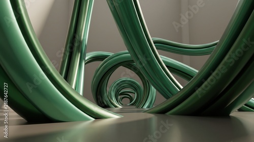 Intricate network of emerald green abstract shapes forming a captivating and mysterious visual experience