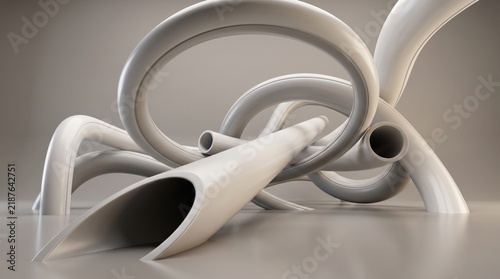 Elegant curves and flowing forms create a captivating abstract sculpture with a neutral color palette