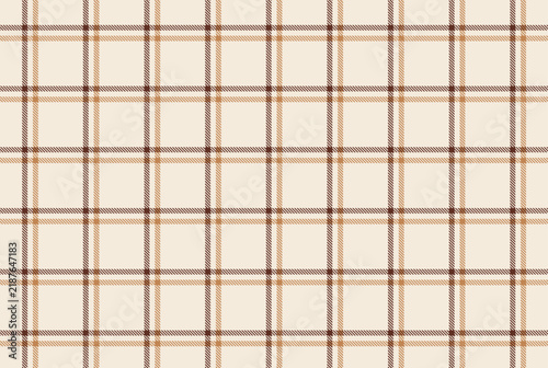 Seamless windowpane plaid checkered pattern. Rustic chocolate brown, cream plaid repeating background for farmhouse