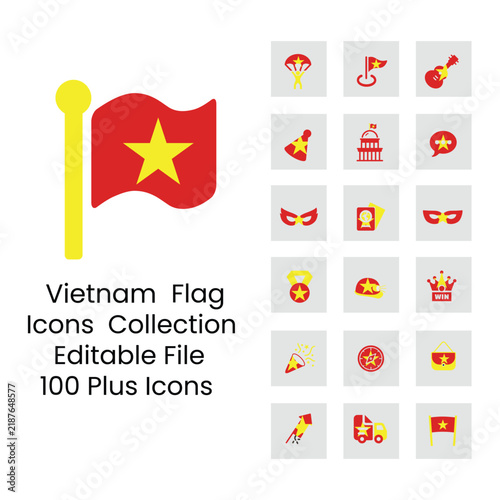 Vietnam flag icons in different styles