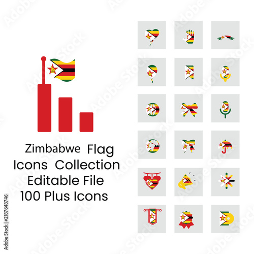 Zimbabwe flag icons in new design