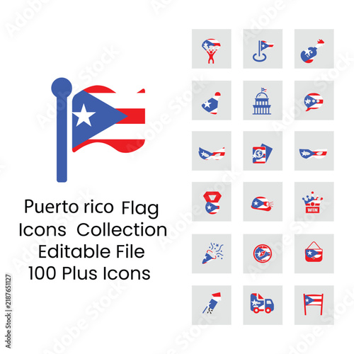 Puerto rico flag icons in different styles